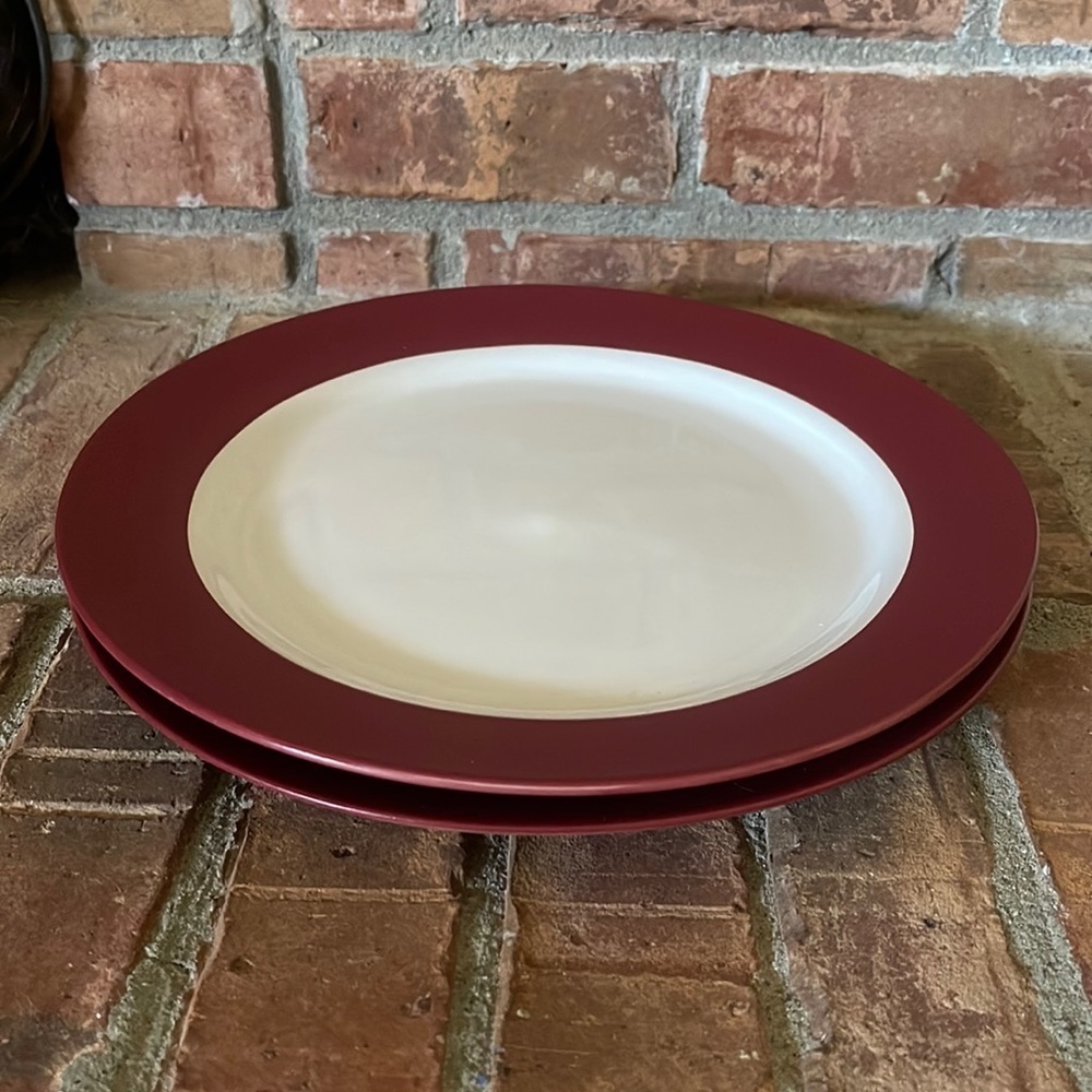 Vtg Pfaltzgraff Harmony Red Dinner Plates Set of 2